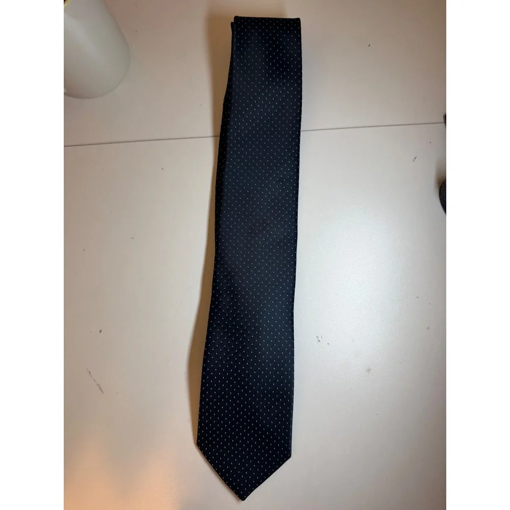 Racine Navy Blue Pinhead Micro Dot Necktie Paris Rome New York Classic Mens Tie